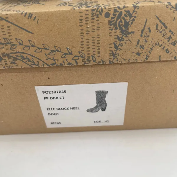 FREE PEOPLE Elle Boots Size 10 NEW Slouchy Leather Block Heel NWT/Box Beige Boho - Image 5