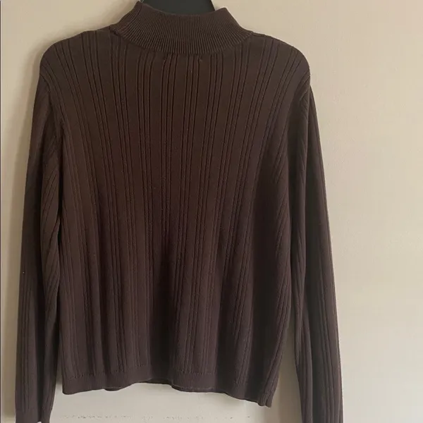 Vintage women’s Brown Ribbed Sweater mock turtle neck Hasting & Smith medium - Image 3