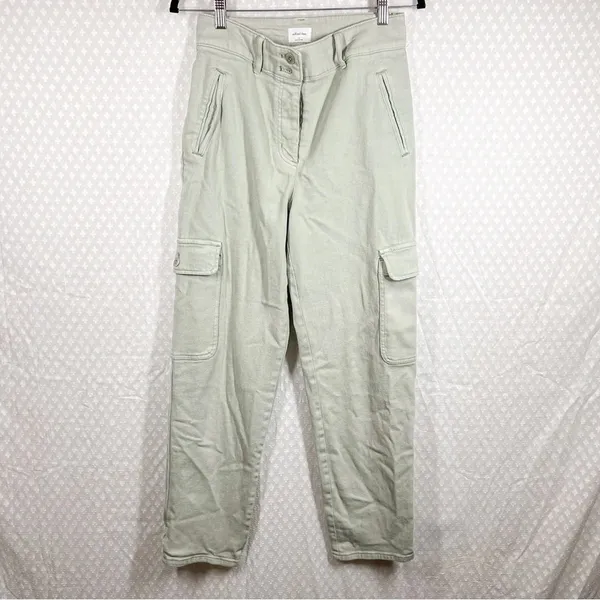 Aritzia Wilfred Free Women Pants‎ Sz 6 Green Modern Cargo High Rise Pockets - Image 2