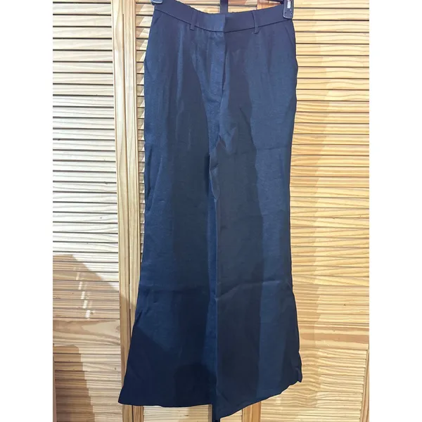 OGL European Linen Like Mid Rise Flared Pant with Pockets Black Small S NEW - Image 5
