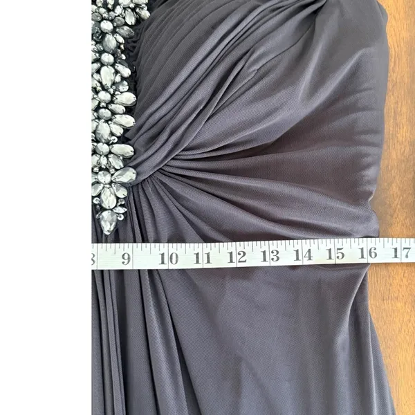 Alex Evenings Woman‎ Gray Embellished Ruched Gown Dress 14W Formal Wedding Guest - Image 12