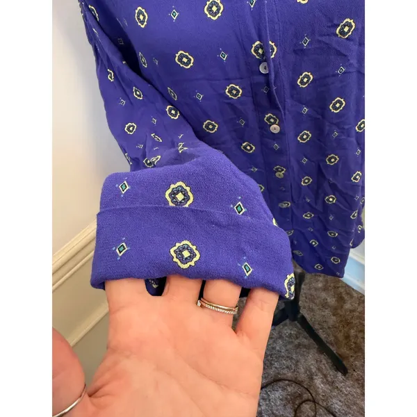 Intimately Free People "Shirt Up" Blue Medallion Oversized Sleep Shirt Blouse - Image 2
