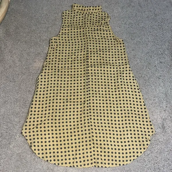 Rosemarine Italian Polka Dot Button Front Sleeveless Linen Dress Small‎ - Image 9