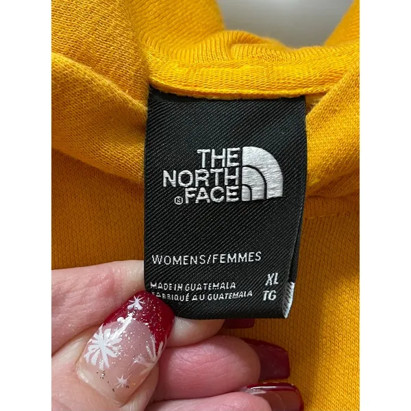 The North Face Womens‎ XL Yellow Hoodie Sweatshirt Pullover Logo Box - Image 3
