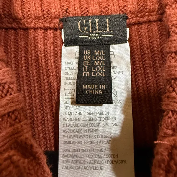 GILI M/L Cape Sweater Terracotta Orange Mock Neck Snap Button Poncho Fall‎ Cozy - Image 7