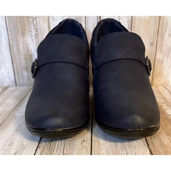 Easy Street Comfort Wave Pumps Womens 9M Navy Blue Excellent‎ Buckle Block Heel - Image 3