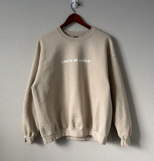 Gildan Cream and white "you're so golden" sweatshirt - Image 2