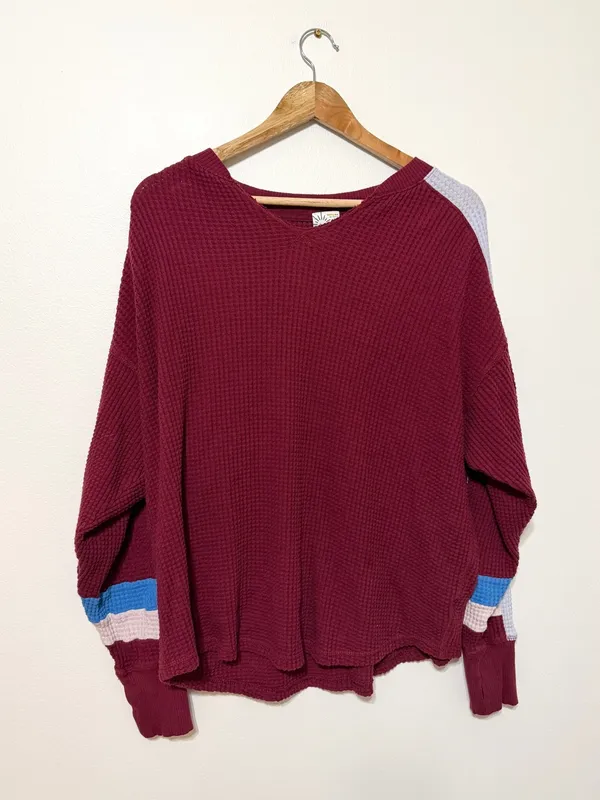 OFFLINE By Aerie Wow! Waffle Notch Neck Long Sleeve T-Shirt Size Small - Image 2