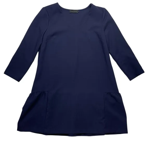 Hatch size 1 4/6 the Heidi Navy dress maternity postpartum mini ruffle v neck - Image 3