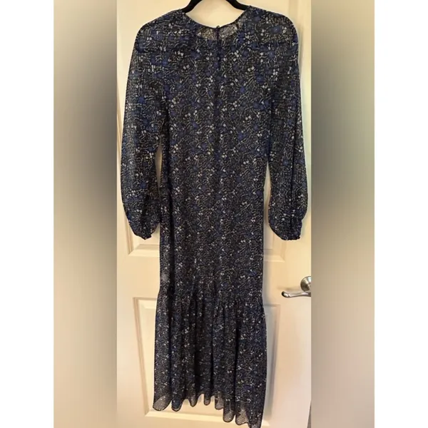 Banana Republic Black Blue Long Sleeve Laxi Sheer Dress Women's Sz 0 - Image 2