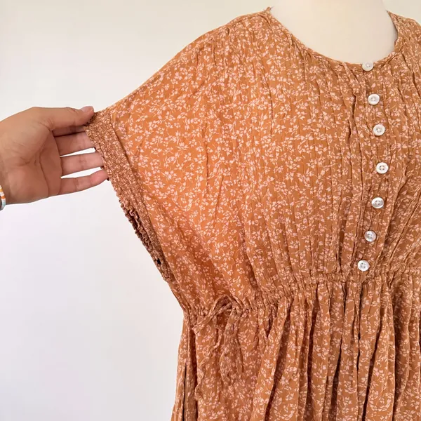 Free People One Fine Day Floral Print Mini Dress Milk Chocolate Combo Sz XS - Image 5