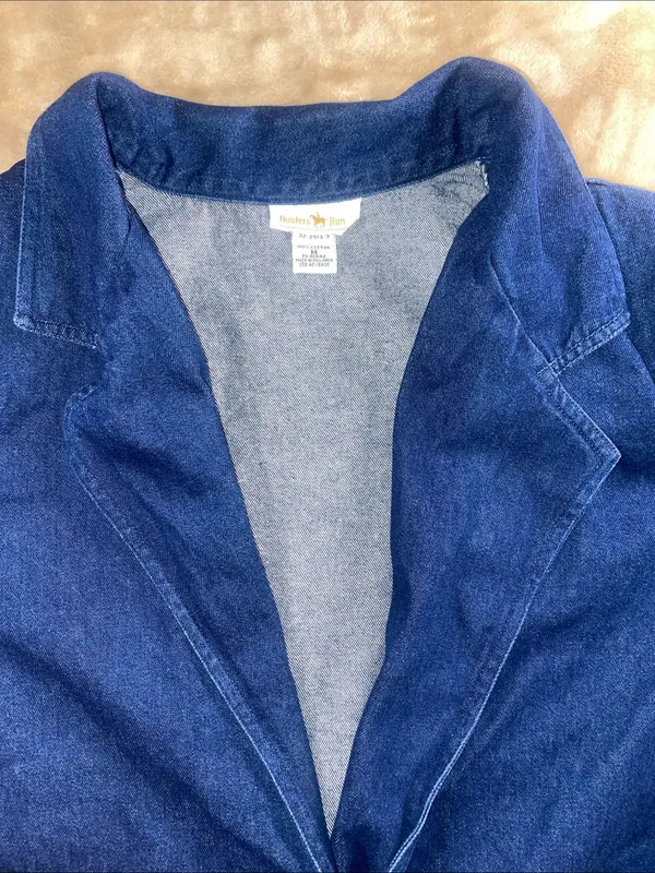 Vintage Classic Women's Blue Denim Blazer Jacket - Single Button Relaxed Fit - Image 5