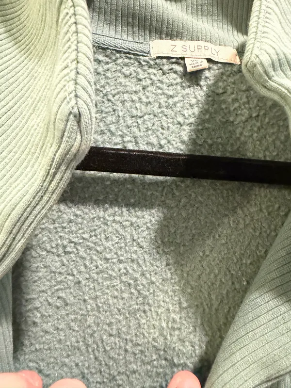Z Supply Soho Fleece Cropped Relaxed Fit Collared Sweatshirt Calypso Green - Image 10