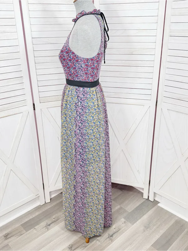 BCBGeneration Confetti Floral Halter Maxi Dress Pink‎ Multi Size 2 Twee Cottage - Image 3