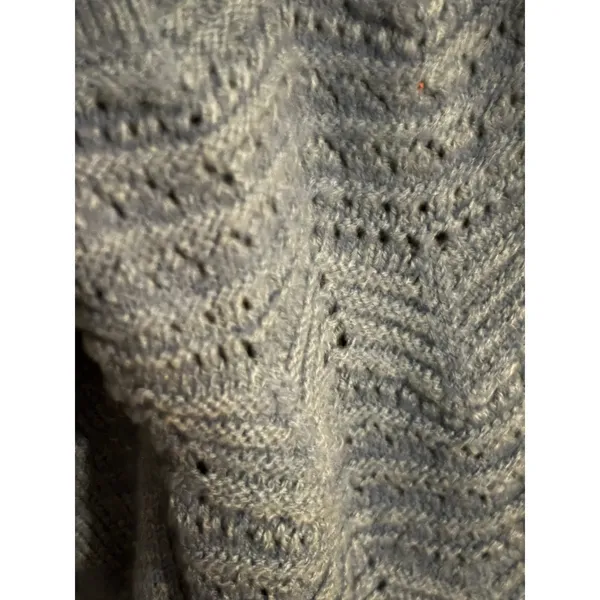 Christian Siriano New York Womens Blue‎ Pointelle Sleeve Crewneck Sweater Size M - Image 2