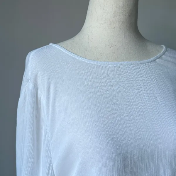 Rebecca Minkoff White Ruffle Tiered Long Sleeve Blouse Boho Casual Top - Image 2
