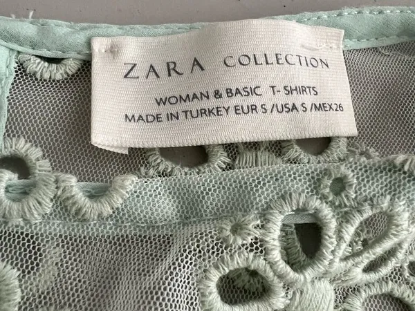 Zara Mint Eyelet Short Sleeve Top - Image 3