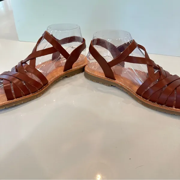 Zara Leather Flat Strappy Sandals Sz 38 Fisherman Womens Spain NWOT - Image 4
