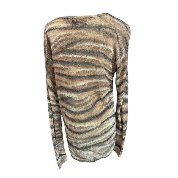 Iris Singer Italy Metallic Tiger Animal Print Lurex Cardigan S/M Y2K FLAW Artsy - Image 6