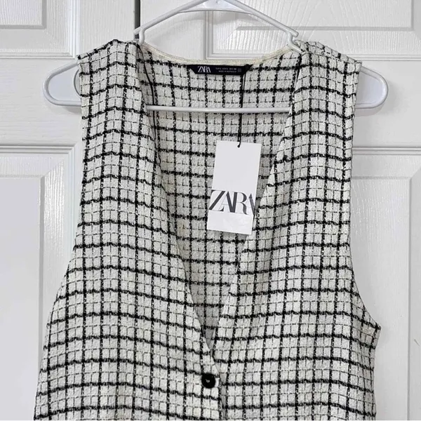 Zara Black and White Mini Dress(Size Medium) - Image 5