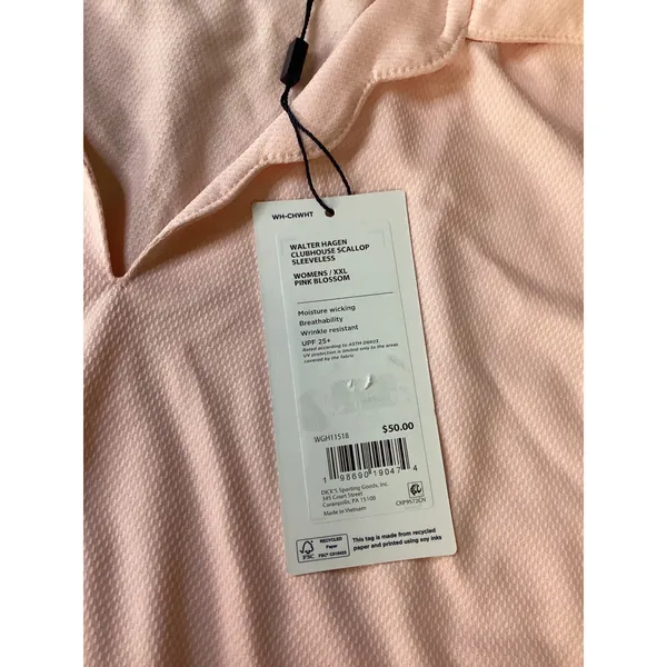 Walter‎ Hagen Womens XXL Pink Blossom Clubhouse Scallop Sleeveless Polo WGH11518 - Image 3
