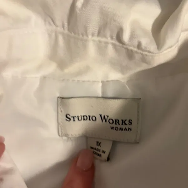 Studio Works Woman White Zip Up Utility‎ Jacket Plus Size 1X Cotton Blend - Image 3