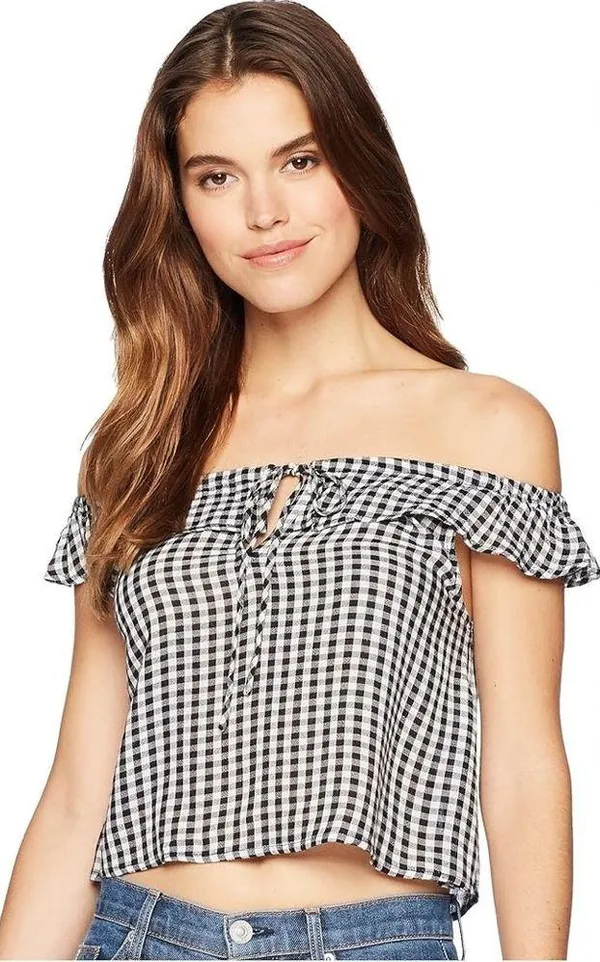Billabong Peach Kisses Top - Gingham Black/White - XS - Image 6