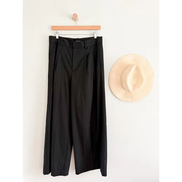 Madewell | NWT Harlow Superwide-Leg Trouser Brushed Twill Black Pants | Sz 4 - Image 2