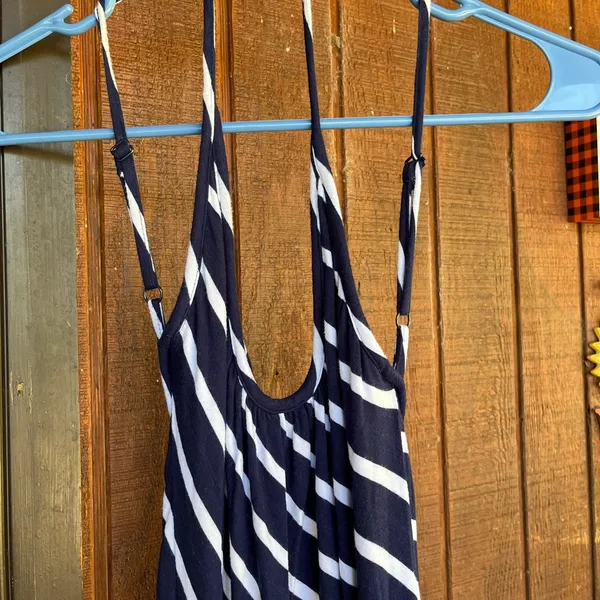 Navy and White Striped Maxi Dress Blue Size 0 - Image 2