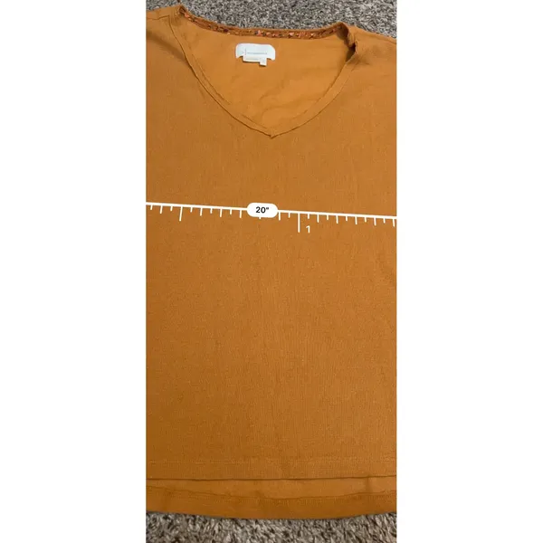 Anthropologie Mustard Orange Floral Balloon Sleeve V-Neck Thermal‎ Top Mens M - Image 5