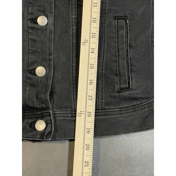J Crew Mercantile Women's Size XXS Black Denim Jacket‎ in Distressed Wash S-306 - Image 6