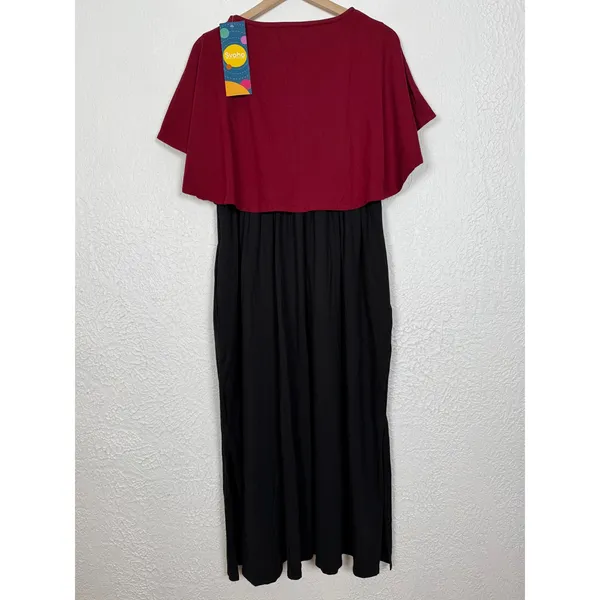 Svaha Maroon & Black Cape Collar Maxi Dress Size Large NWT - Image 3