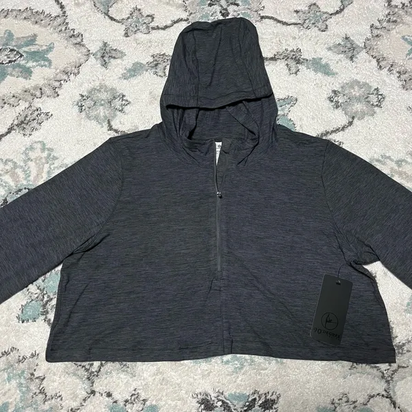 90 Degrees by Reflex NWT XXL Half Zip Pullover Charcoal Crop Hoodie Women’s Athletic - Image 10