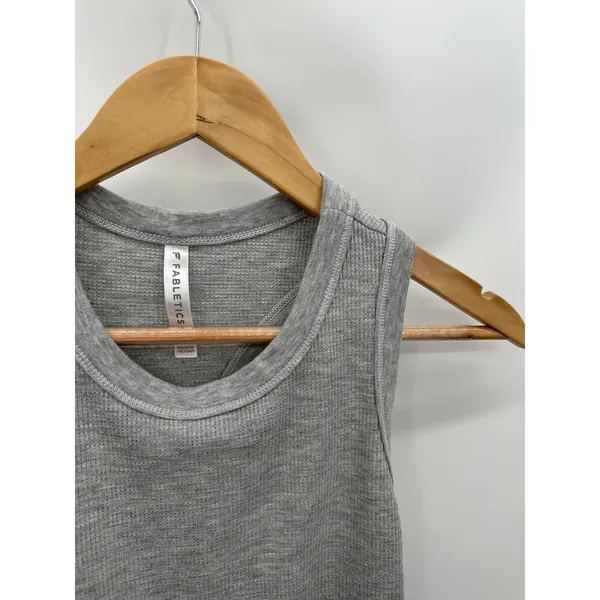 Fabletics Top‎ Women SMALL Light Grey Heather Tinsley Waffle Sleeveless Tank - Image 5
