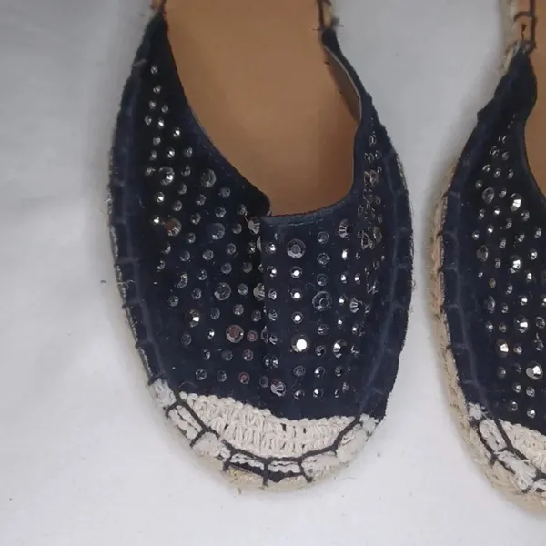 Bamboo black rattan espadrille boho casual chic sandals - Image 2
