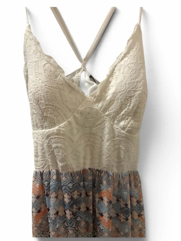 Rue 21 Bohemian Lace-Top Maxi Dress in White and Navy - Image 3