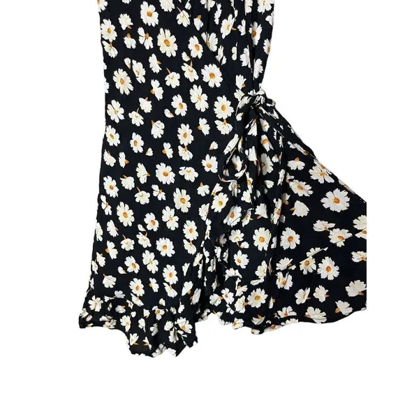 Billabong Black‎ Flower Print Wrap Mini Dress Size Small - Image 4