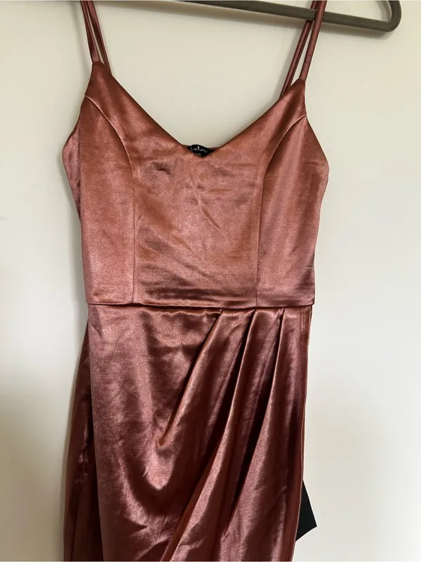 NWT Lulus Forever Your Girl Mauve Pink Satin Mini‎ Dress Size XS - Image 3