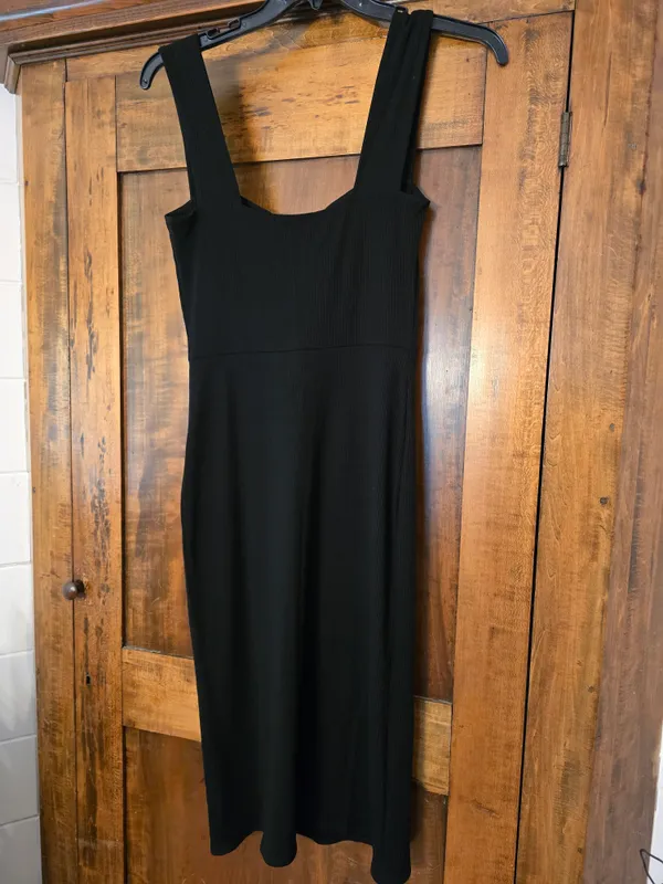 Reformation Black Square-Neck Midi Dress with Side Thigh Slit BNWT Large - Image 8