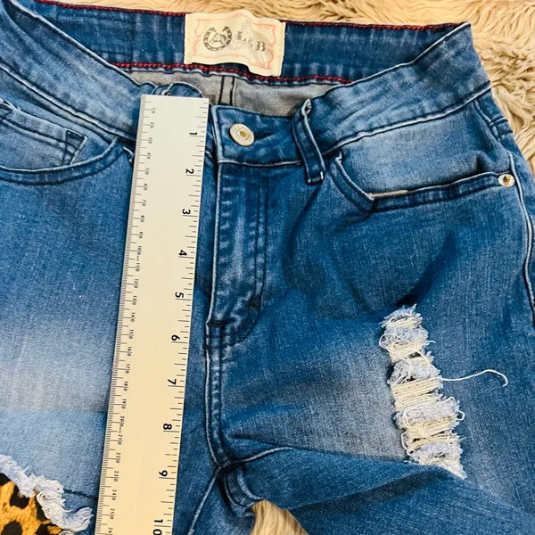 Lucky Blessed Jeans Leopard Print Mid Rise Straight Blue Women Size 6 #4 - Image 6