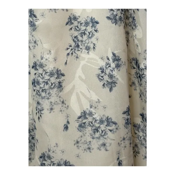 Cotton Candy LA Fit and Flare Dress Small Cream Blue Floral Strapless‎ Mini - Image 4