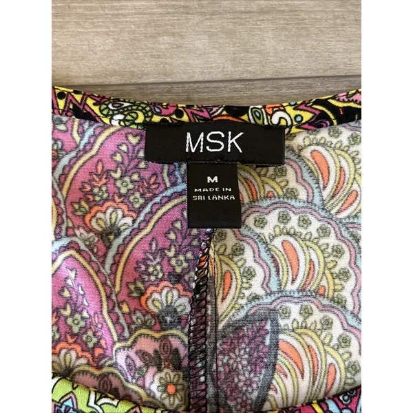 MSK Printed Bell- Sleeves Shift Dress with opening at elbow. Pullover Scoop Neck - Image 3