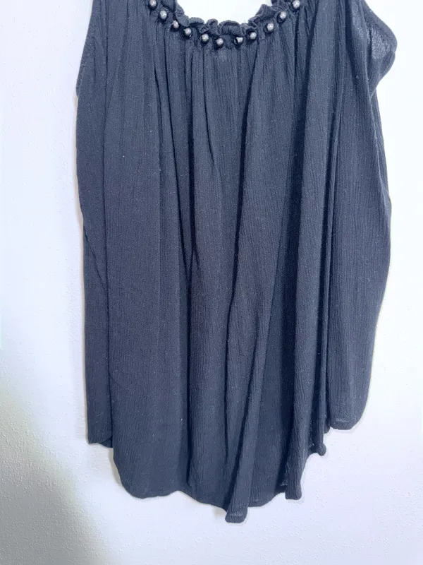 Maurices Studded Gauzy Swing Tank Top Solid Black Cami Boho - Image 4