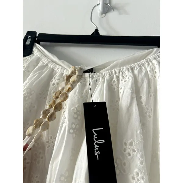 Lulus Mina White Cotton Resort Vacation Bridal Dress NWT Size S - Image 7