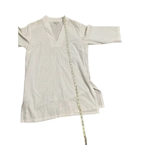 ‎Talbots Vneck white sheer cotton tunic medium - Image 3