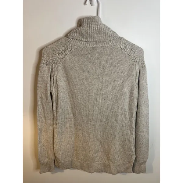 J.Crew Sweater Wm Sm Beige Cowl‎ Neck Merino Wool Blend Pullover Knit Minimal - Image 4