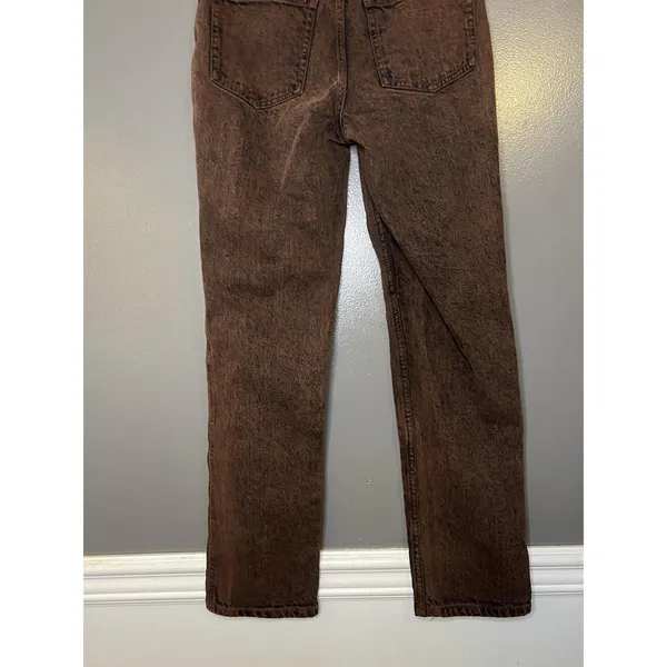 Zara Jeans Womens 2 Brown Acid Wash Straight Regular Fit Stretch Denim - Image 6