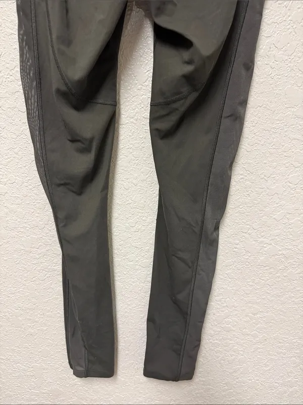 GYMSHARK Olive Green Mesh Placement High-Rise Performance Leggings - Image 10