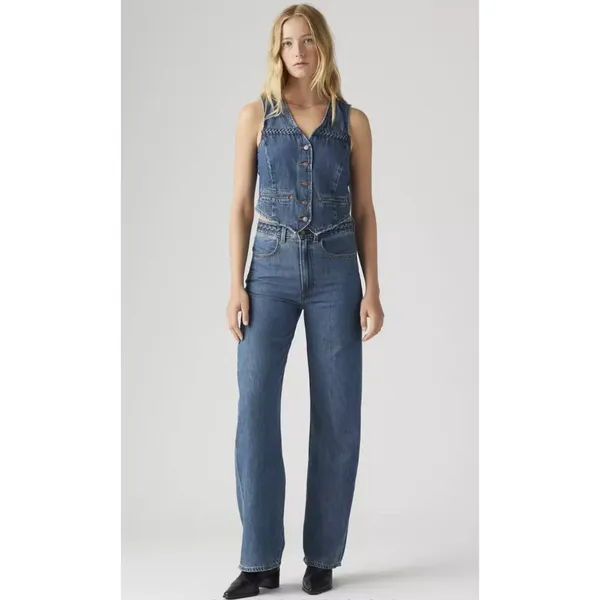 New Levi's 28x32 Ribcage Wide Leg Braided Women's Jeans Big Yikes Dark Wash - Image 5