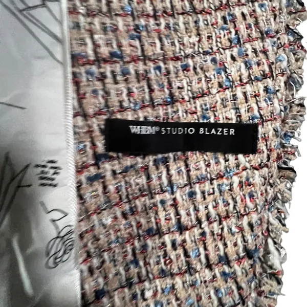 White House Black Market Studio Blazer Women‎ 14 Multi Color Tweed Fringe Trim - Image 6